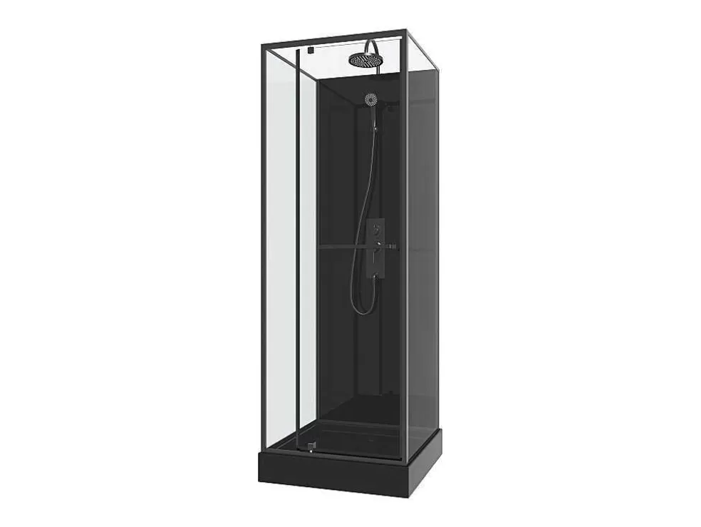 Shower & Design Cabine De Duche Reversivel E Altura Ajustavel Preto C90 X L90 X A213/232 Cm - Damilu* Cabine De Duche