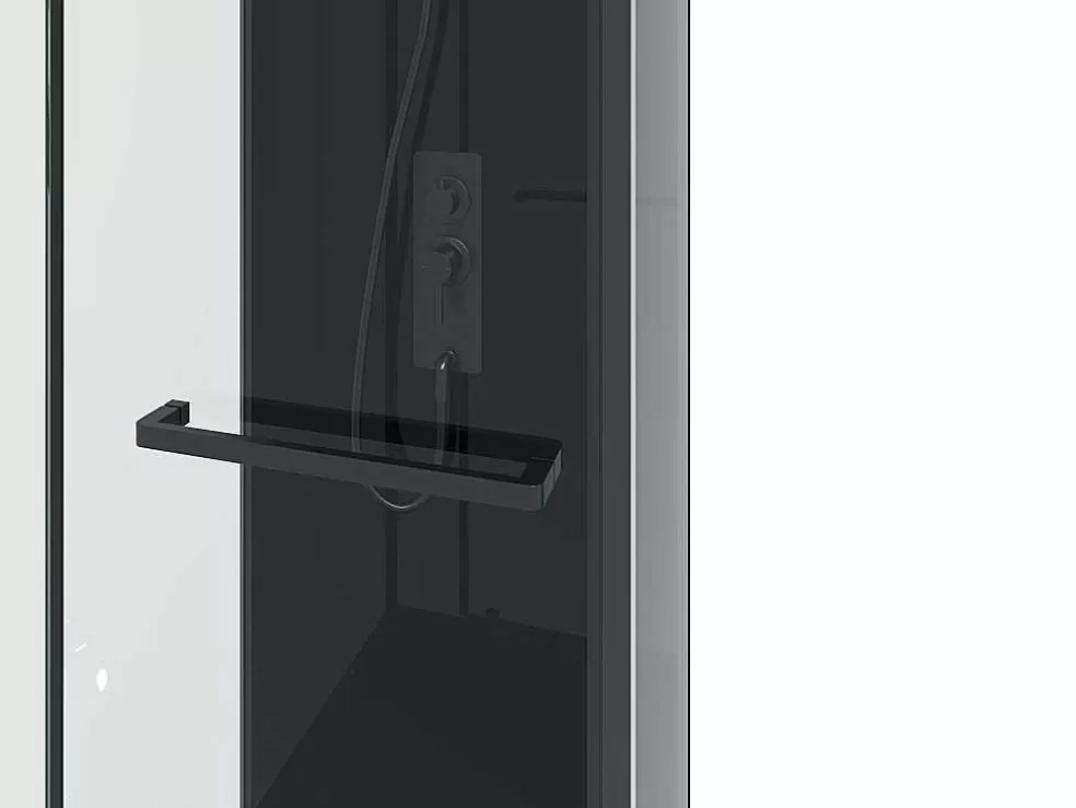 Shower & Design Cabine De Duche Reversivel E Altura Ajustavel Preto C90 X L90 X A213/232 Cm - Damilu* Cabine De Duche
