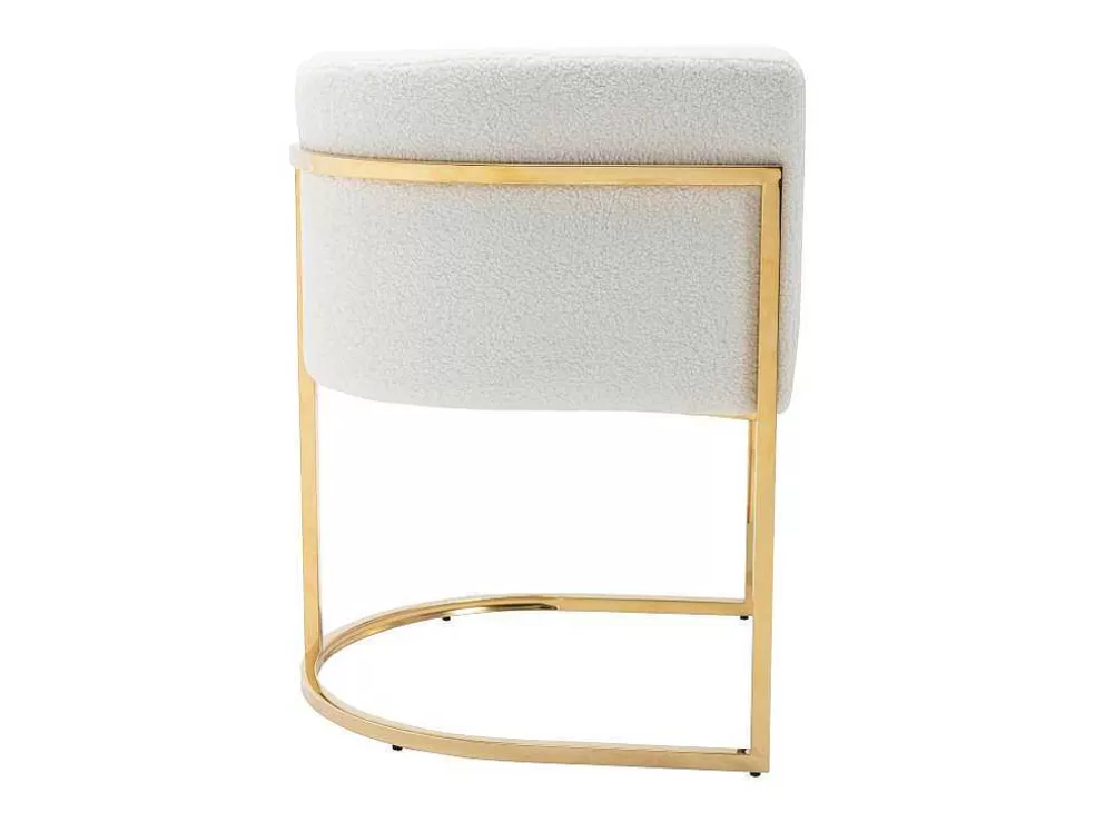 PASCAL MORABITO Cadeira Com Apoios De Bracos Tecido Boucle E Aco Inoxidavel Branco E Dourado - Peria De * Cadeira