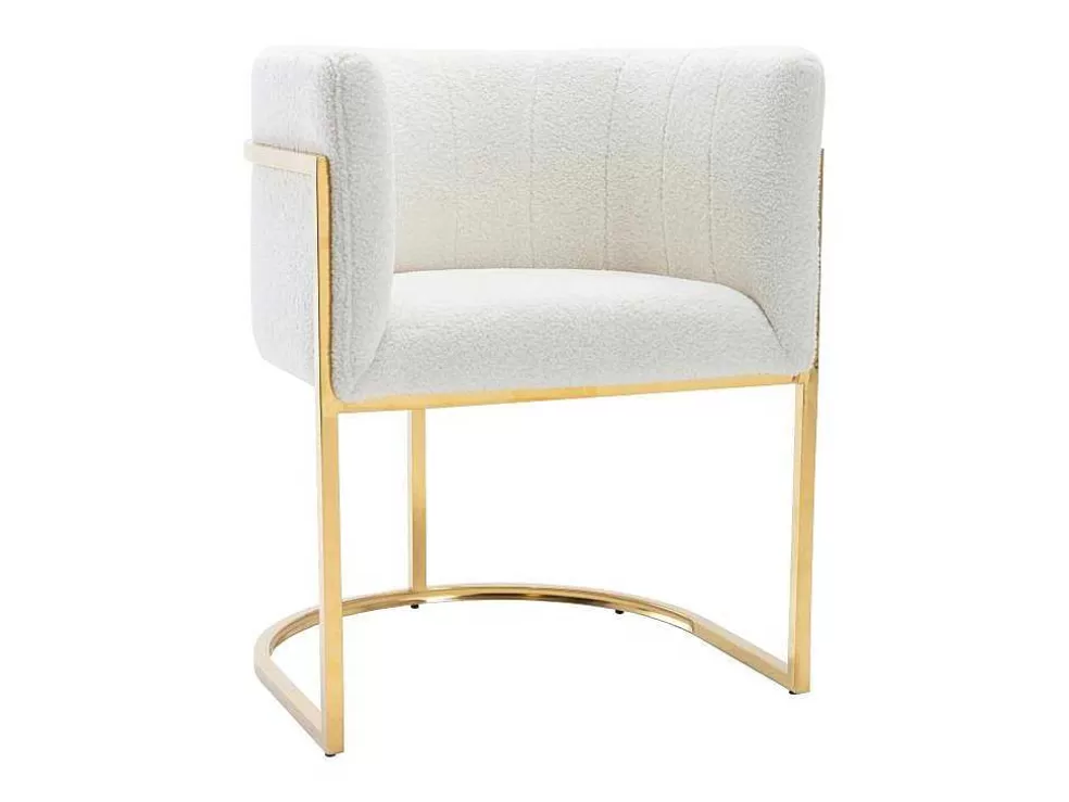 PASCAL MORABITO Cadeira Com Apoios De Bracos Tecido Boucle E Aco Inoxidavel Branco E Dourado - Peria De * Cadeira