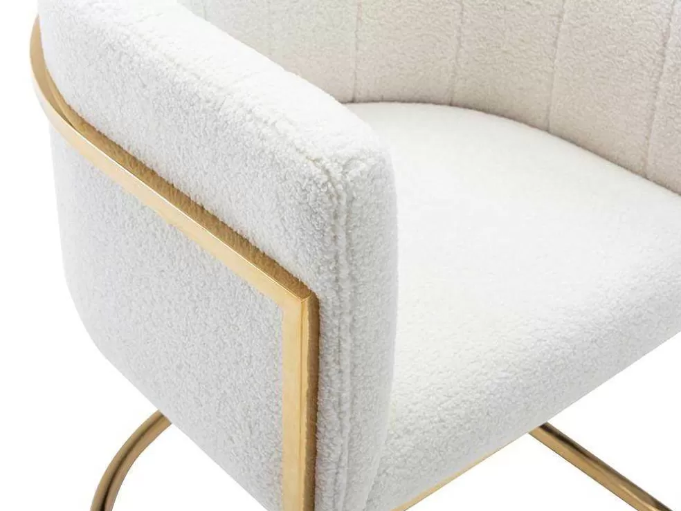 PASCAL MORABITO Cadeira Com Apoios De Bracos Tecido Boucle E Aco Inoxidavel Branco E Dourado - Peria De * Cadeira