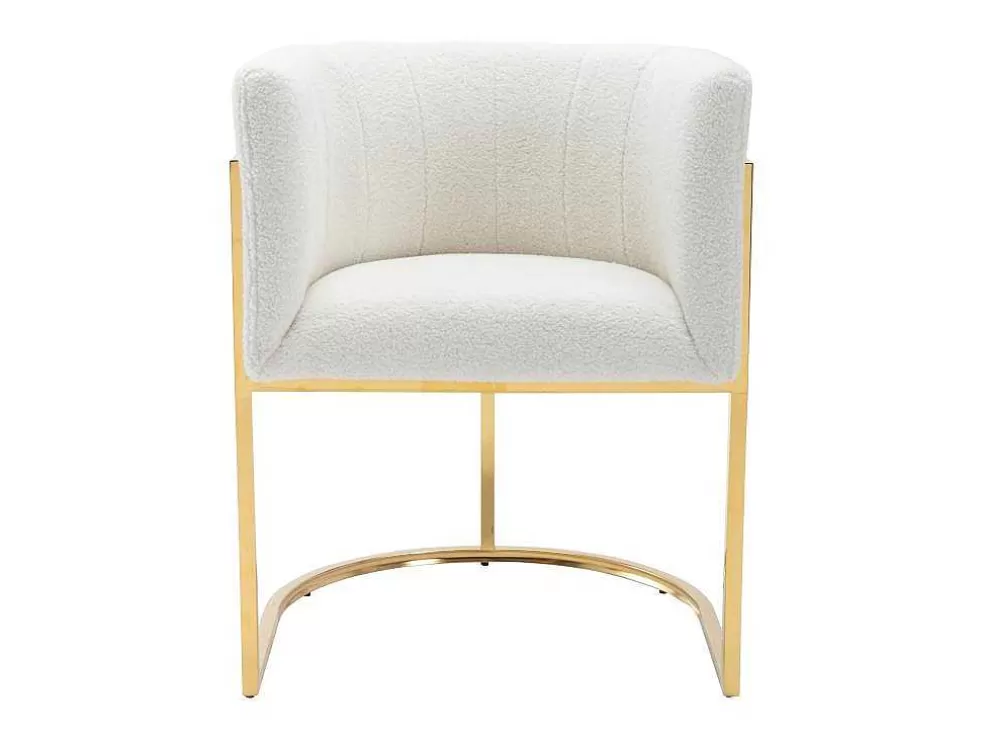 PASCAL MORABITO Cadeira Com Apoios De Bracos Tecido Boucle E Aco Inoxidavel Branco E Dourado - Peria De * Cadeira