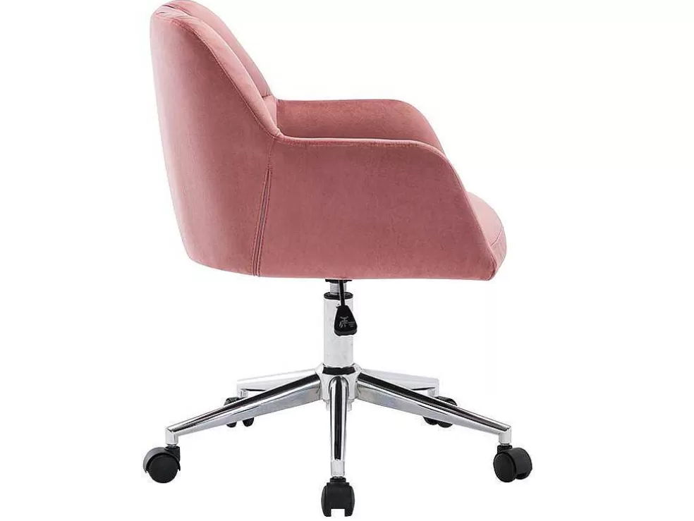 Vente-unique Cadeira De Escritório Em Veludo Cor Rosa Com Atura Regulavel - Pega* Cadeira De Escritório