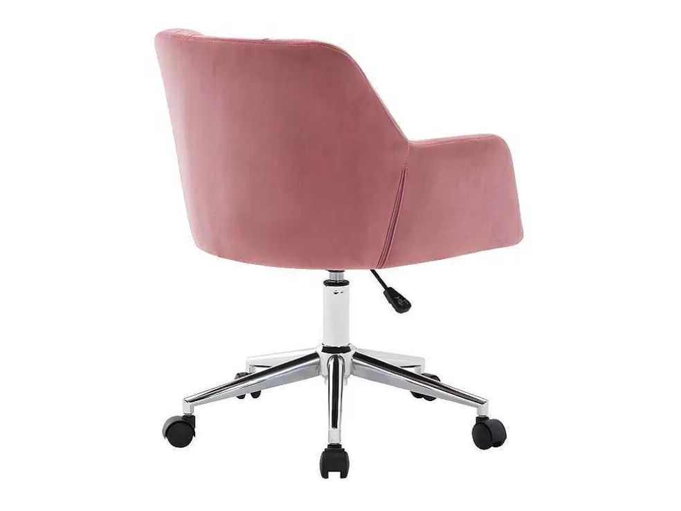 Vente-unique Cadeira De Escritório Em Veludo Cor Rosa Com Atura Regulavel - Pega* Cadeira De Escritório