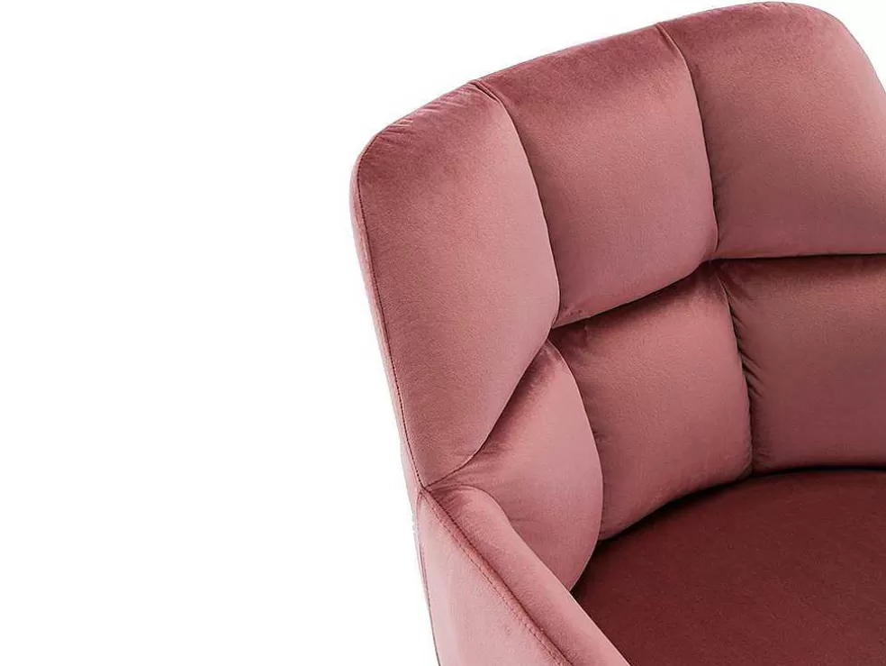 Vente-unique Cadeira De Escritório Em Veludo Cor Rosa Com Atura Regulavel - Pega* Cadeira De Escritório