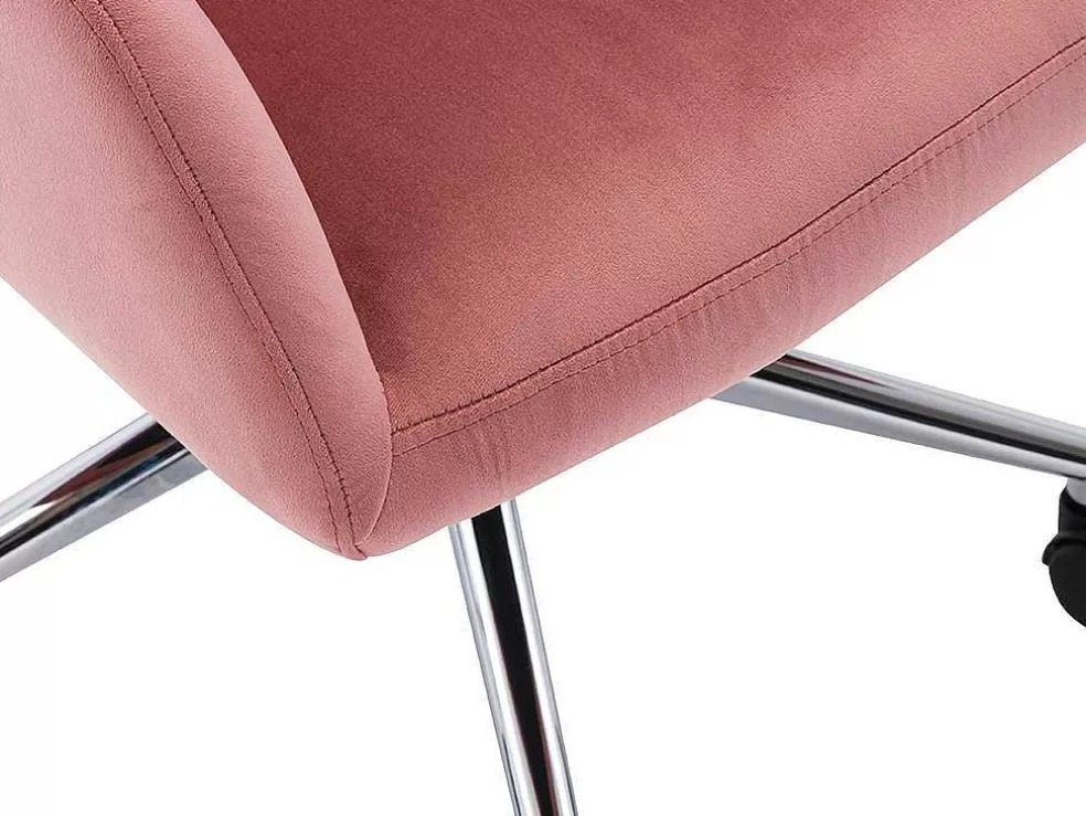 Vente-unique Cadeira De Escritório Em Veludo Cor Rosa Com Atura Regulavel - Pega* Cadeira De Escritório