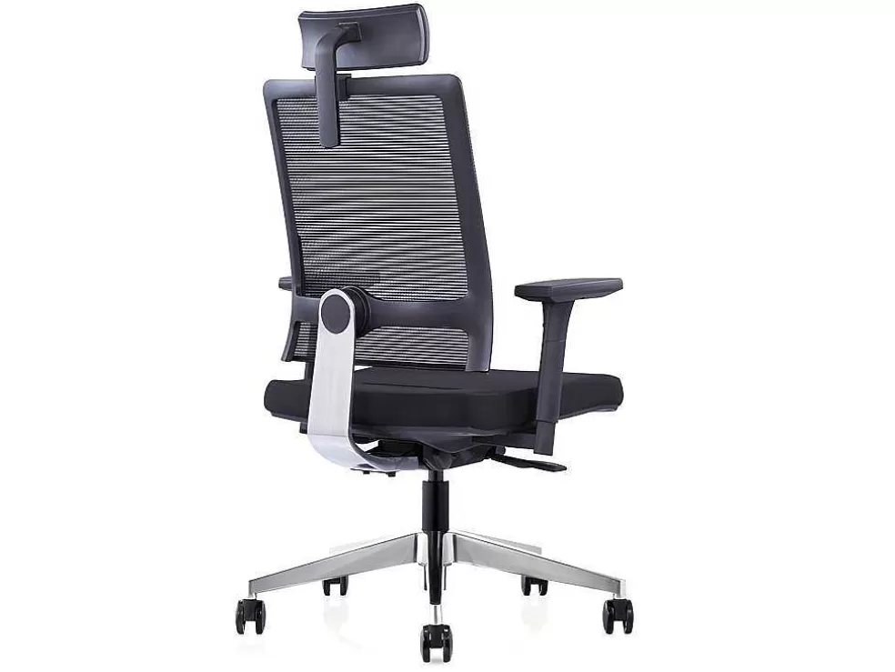 Workēa Cadeira De Escritório Ergonomica Profissional Com Apoio De Cabeca Em Tecido Cor Preto - Wallstreet* Cadeira De Escritório