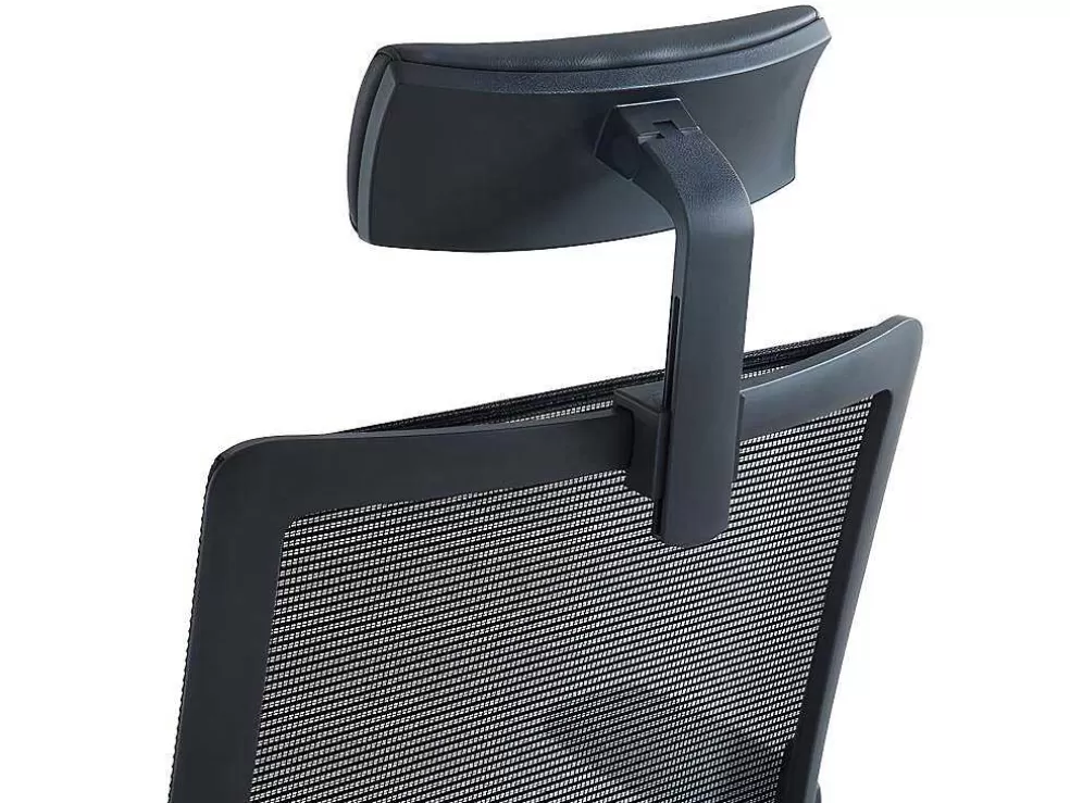 Workēa Cadeira De Escritório Ergonomica Profissional Com Apoio De Cabeca Em Tecido Cor Preto - Wallstreet* Cadeira De Escritório