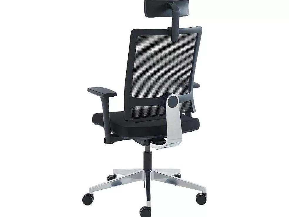 Workēa Cadeira De Escritório Ergonomica Profissional Com Apoio De Cabeca Em Tecido Cor Preto - Wallstreet* Cadeira De Escritório