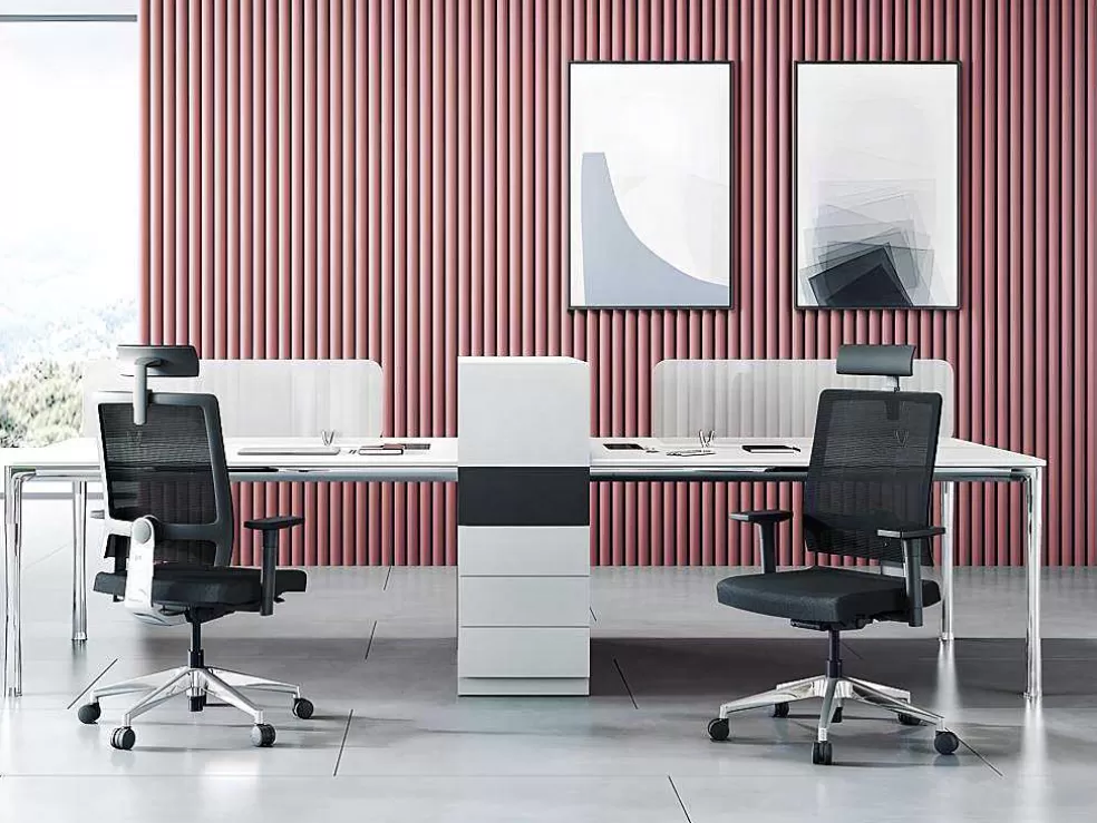Workēa Cadeira De Escritório Ergonomica Profissional Com Apoio De Cabeca Em Tecido Cor Preto - Wallstreet* Cadeira De Escritório