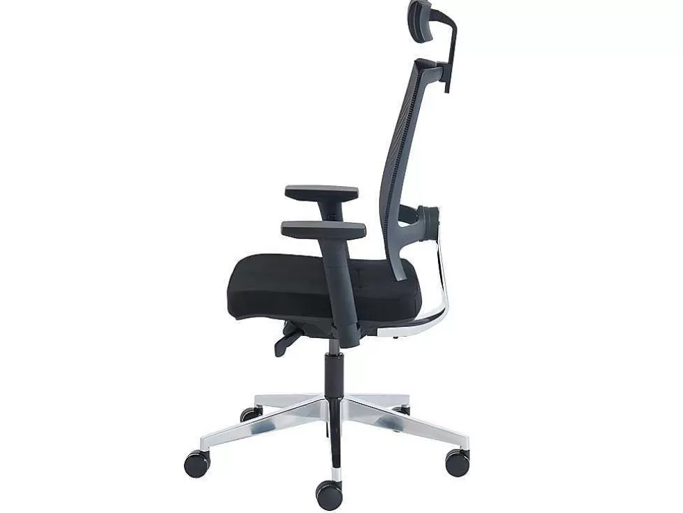 Workēa Cadeira De Escritório Ergonomica Profissional Com Apoio De Cabeca Em Tecido Cor Preto - Wallstreet* Cadeira De Escritório