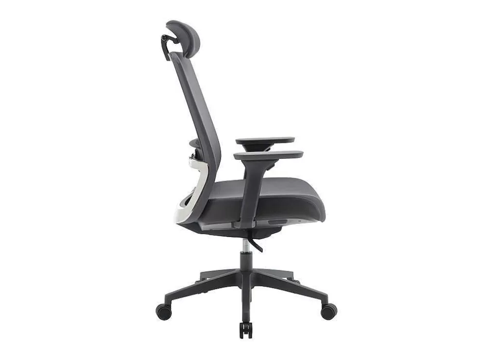 Vente-unique Cadeira De Escritório Ergonomica Profissional Em Nylon E Tecido Cor Cinza - Bankano* Cadeira De Escritório