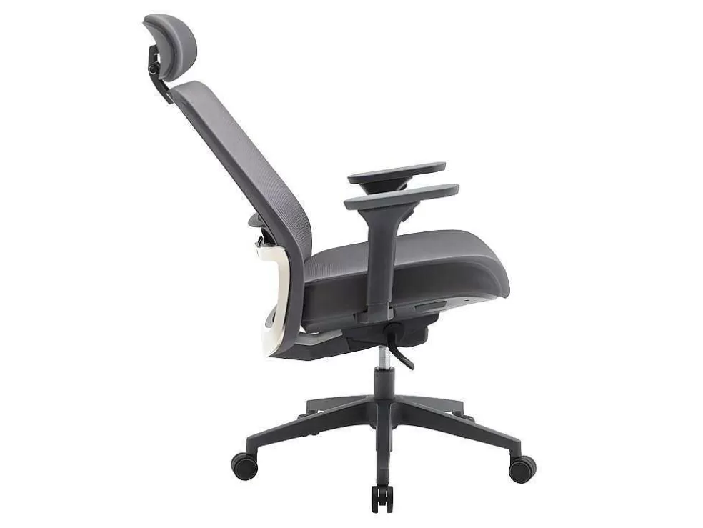 Vente-unique Cadeira De Escritório Ergonomica Profissional Em Nylon E Tecido Cor Cinza - Bankano* Cadeira De Escritório