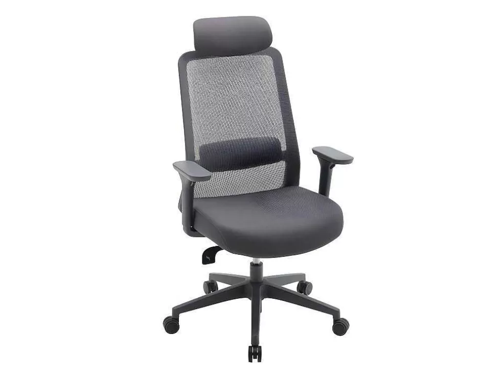 Vente-unique Cadeira De Escritório Ergonomica Profissional Em Nylon E Tecido Cor Cinza - Bankano* Cadeira De Escritório