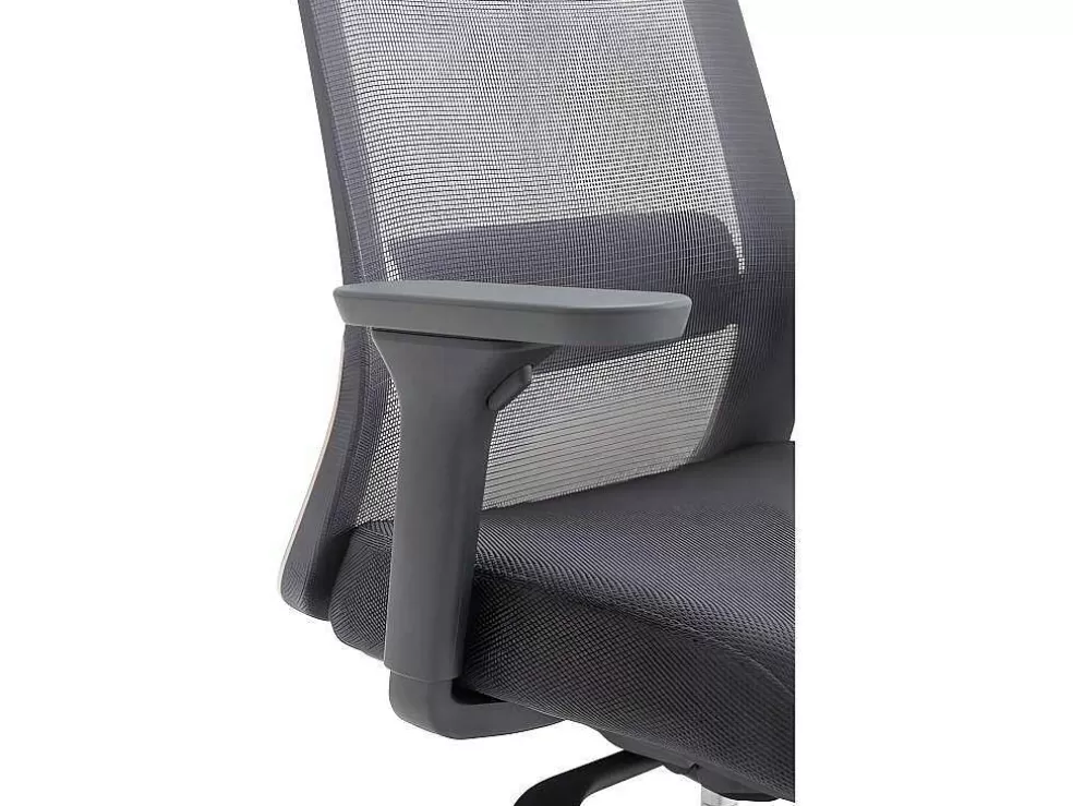 Vente-unique Cadeira De Escritório Ergonomica Profissional Em Nylon E Tecido Cor Cinza - Bankano* Cadeira De Escritório
