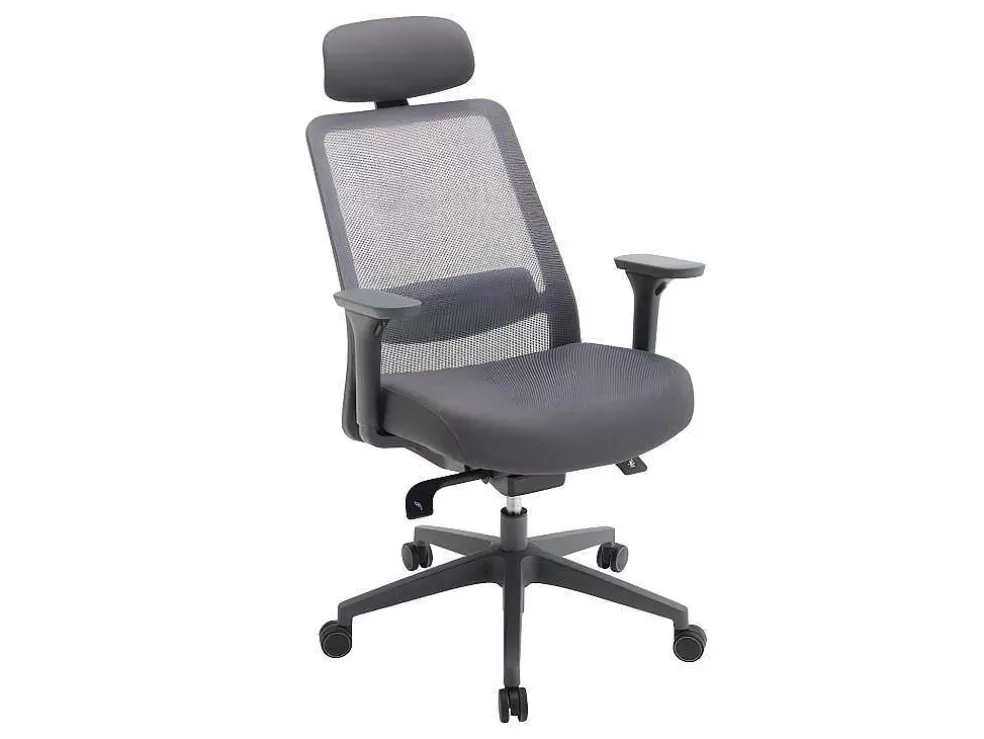 Vente-unique Cadeira De Escritório Ergonomica Profissional Em Nylon E Tecido Cor Cinza - Bankano* Cadeira De Escritório