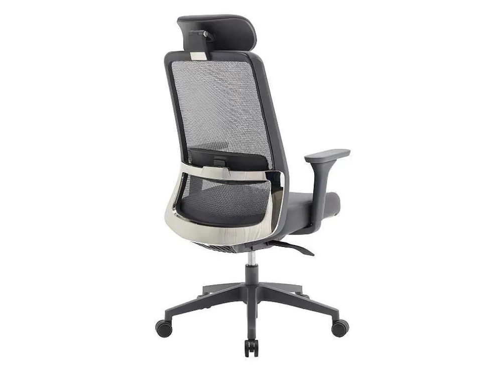 Vente-unique Cadeira De Escritório Ergonomica Profissional Em Nylon E Tecido Cor Cinza - Bankano* Cadeira De Escritório