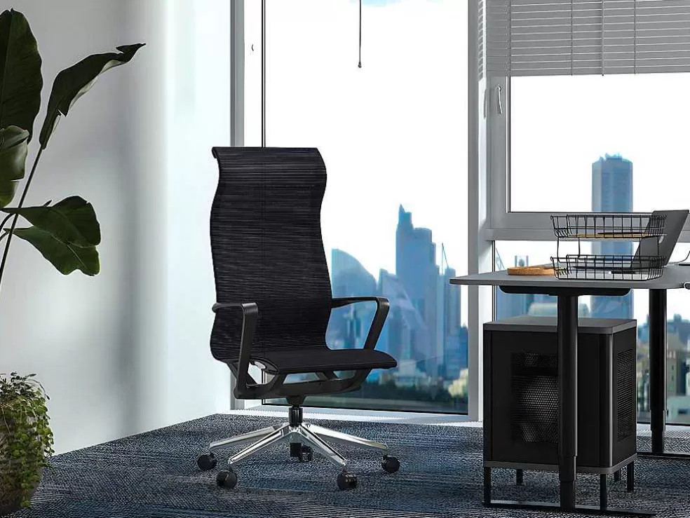 Workēa Cadeira De Escritório Profissional Em Tecido Cor Preto - Ladefense* Cadeira De Escritório