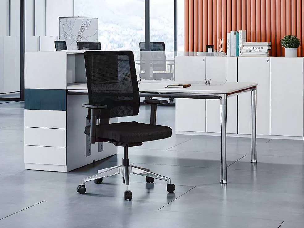 Workēa Cadeira De Escritório Profissional Em Tecido Cor Preto - Midtown* Cadeira De Escritório