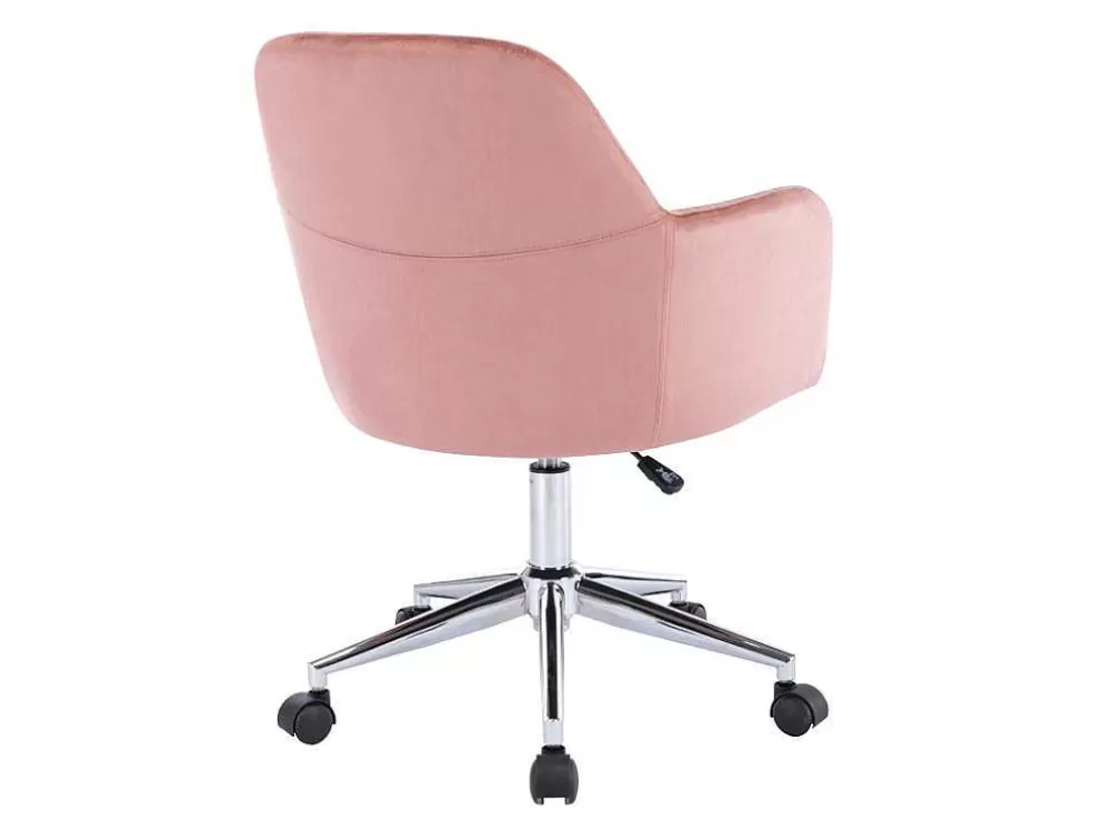 Vente-unique Cadeira De Escritório Veludo Cor-De-Rosa Altura Regulavel - Eleana* Cadeira De Escritório