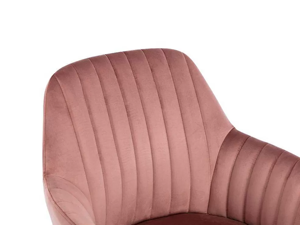 Vente-unique Cadeira De Escritório Veludo Cor-De-Rosa Altura Regulavel - Eleana* Cadeira De Escritório