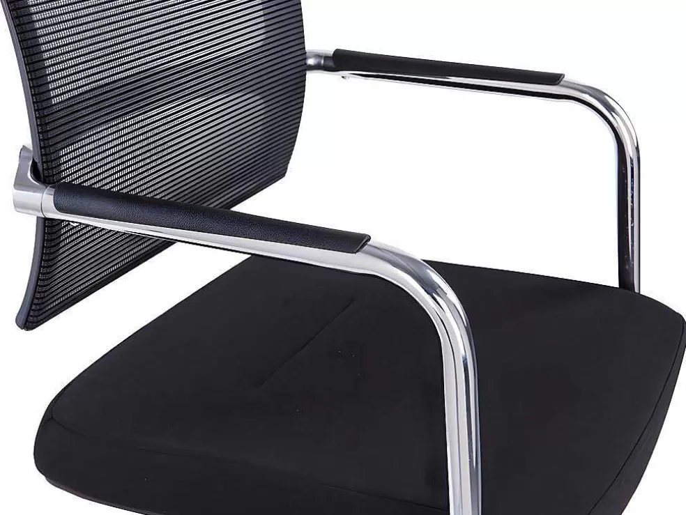 Workēa Cadeira De Reunioes Profissional Em Tecido E Metal Cromado Cor Preto - Marunouchi* Cadeira De Escritório