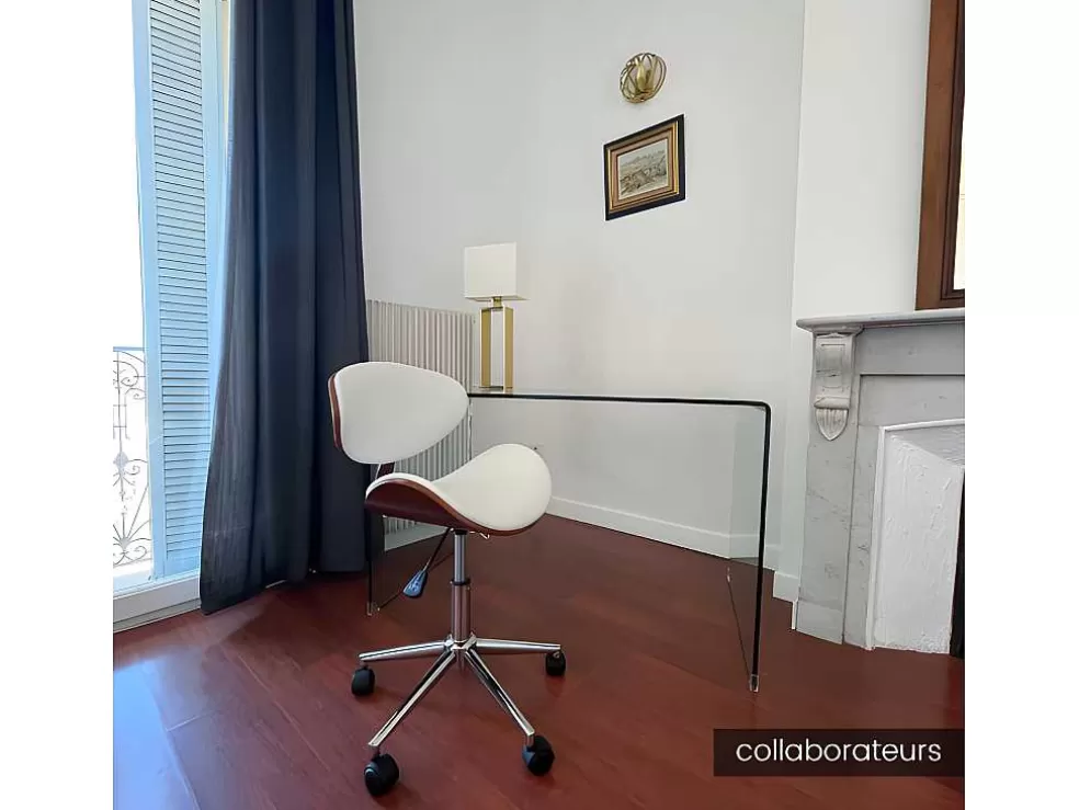 Vente-unique Cadeira De Secretária De Altura Ajustavel Em Pele Sintética Branco E Castanho Noz - Montenegro* Cadeira De Escritório