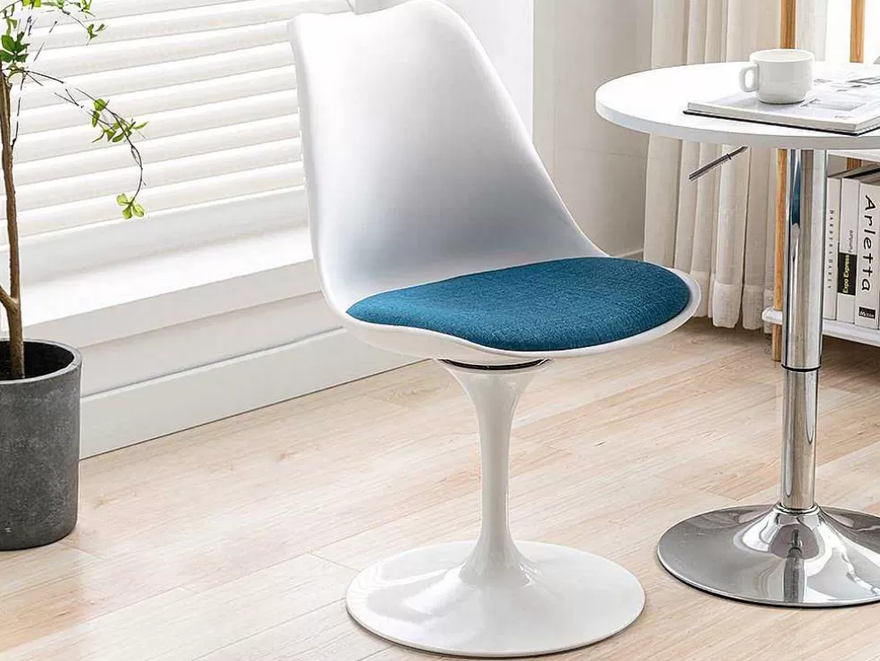 Vente-unique Cadeira Em Polipropileno E Metal Cor Azul E Branco - Xafy* Cadeira De Escritório