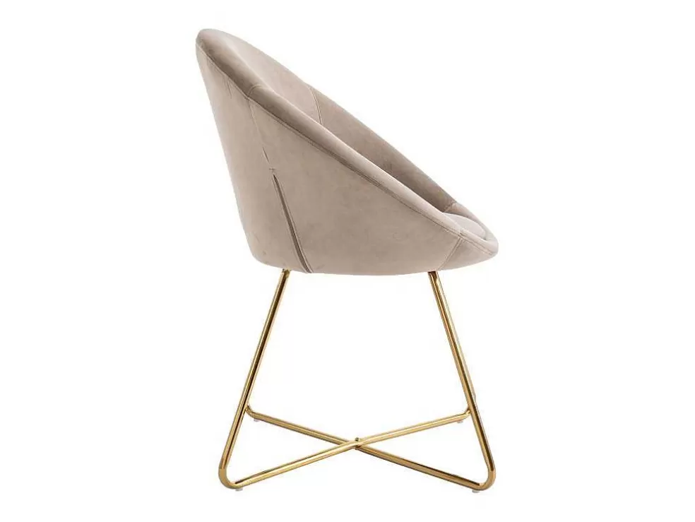 Vente-unique Cadeira Em Veludo E Metal Dourado, Cor Bege - Burban* Cadeira