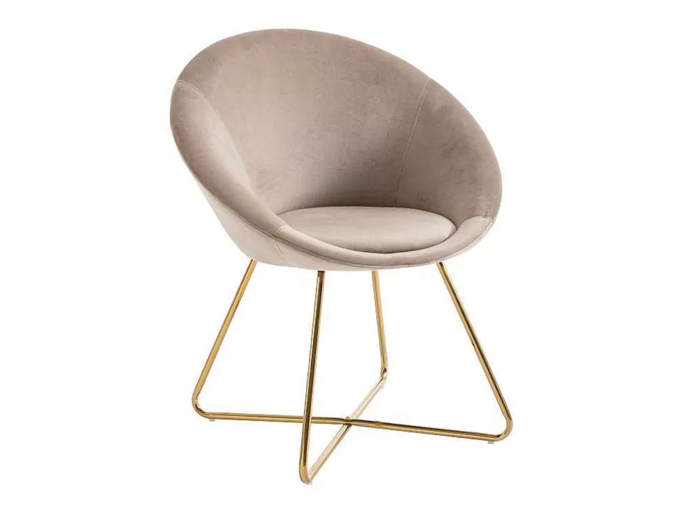 Vente-unique Cadeira Em Veludo E Metal Dourado, Cor Bege - Burban* Cadeira