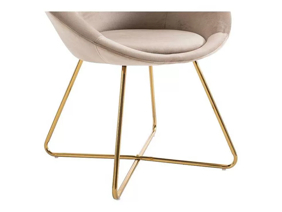 Vente-unique Cadeira Em Veludo E Metal Dourado, Cor Bege - Burban* Cadeira