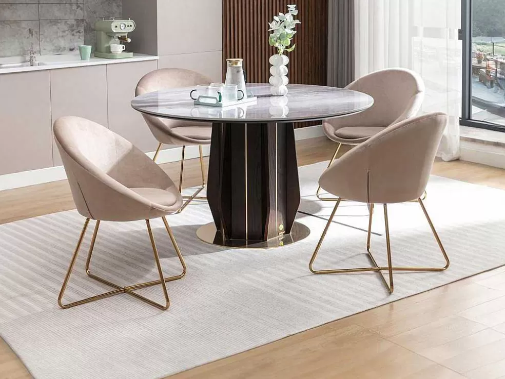 Vente-unique Cadeira Em Veludo E Metal Dourado, Cor Bege - Burban* Cadeira