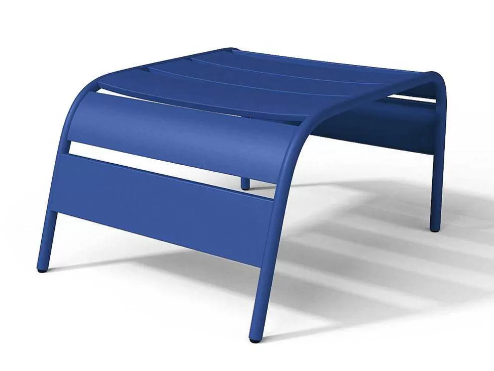 MYLIA Cadeirão Baixo De Jardim Empilhavel + Apoio De Pés Em Metal Azul-Escuro - Mirmande* Conjunto Relax De Jardim