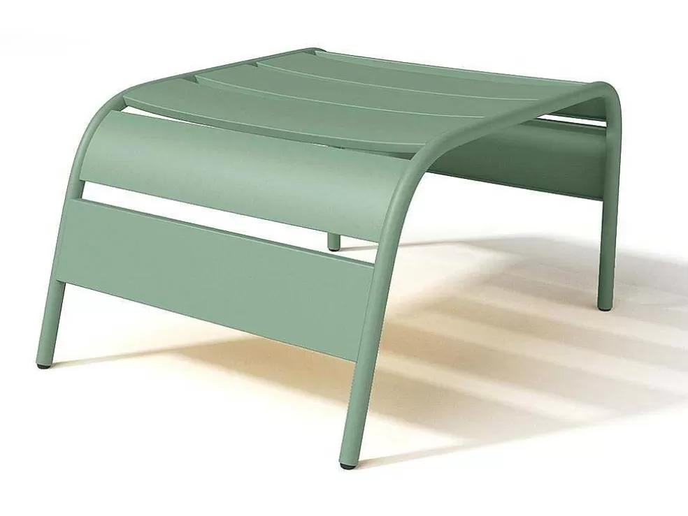 MYLIA Cadeirão Baixo De Jardim Empilhavel + Apoio De Pés Em Metal Cor Verde Amendoa - Mirmande* Conjunto Relax De Jardim