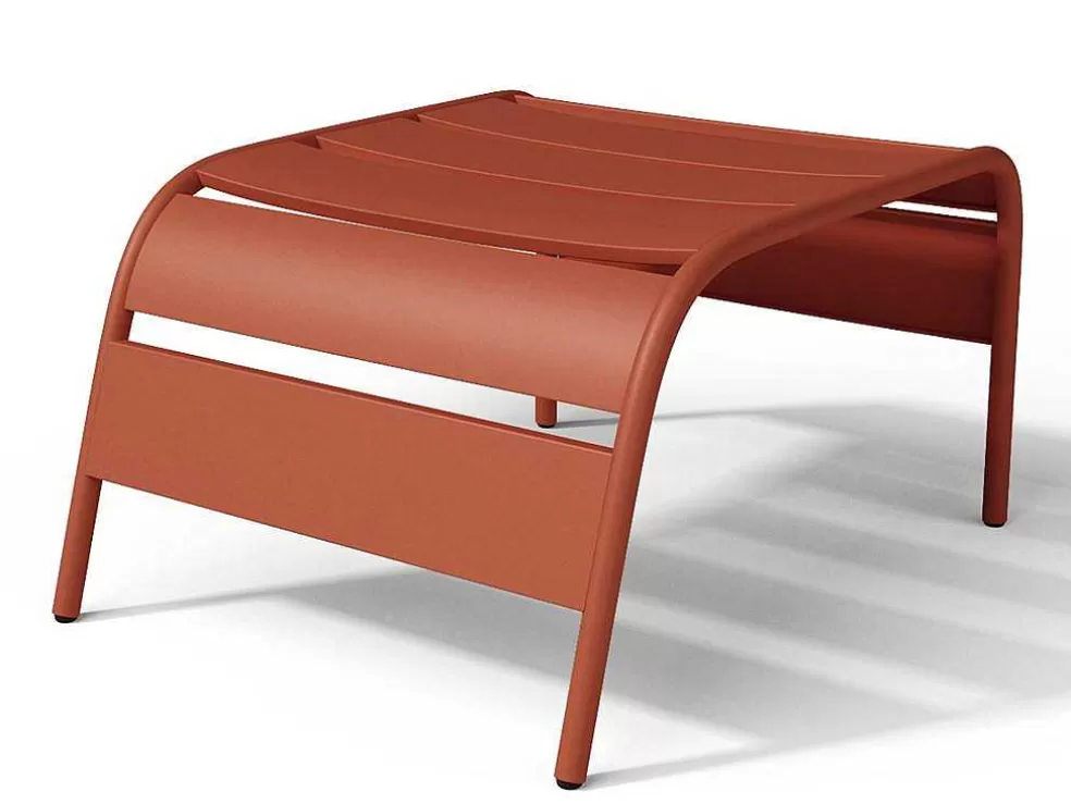 MYLIA Cadeirão Baixo De Jardim Empilhavel + Apoio De Pés Em Metal Terracota - Mirmande* Conjunto Relax De Jardim
