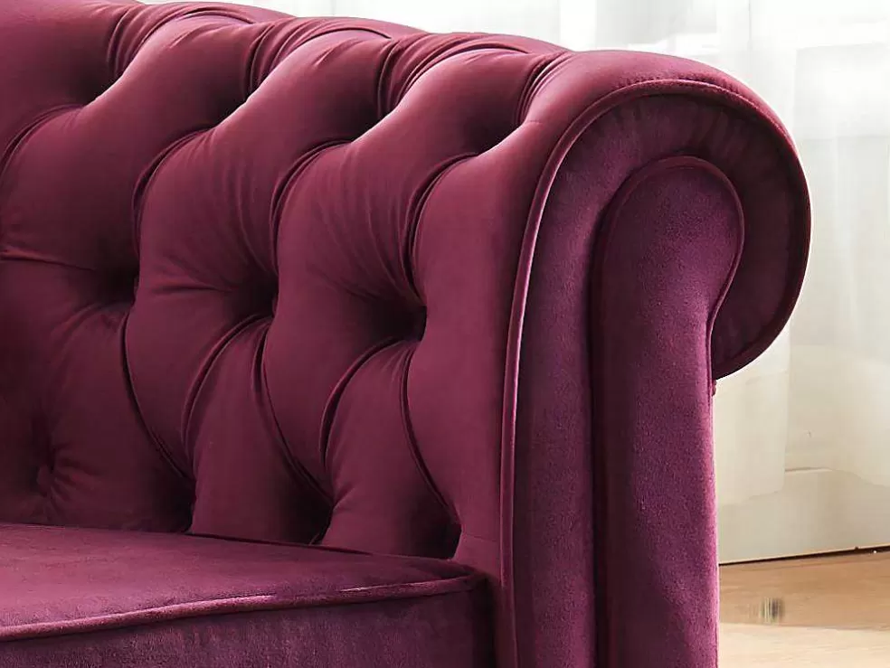 Vente-unique Cadeirão Chesterfield - Veludo Roxo* Poltrona Em Veludo