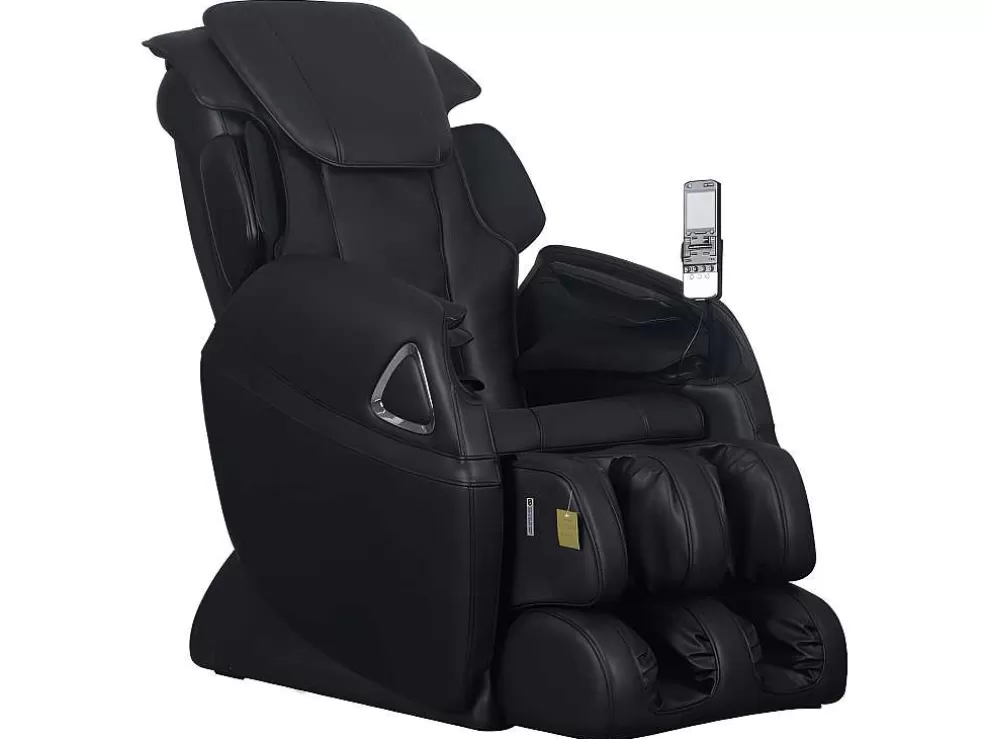 Vente-unique Cadeirão De Massagem Leto Em Pele Sintética - Sistema Gravidade Zero - Preto* Poltrona Em Pele Sintética