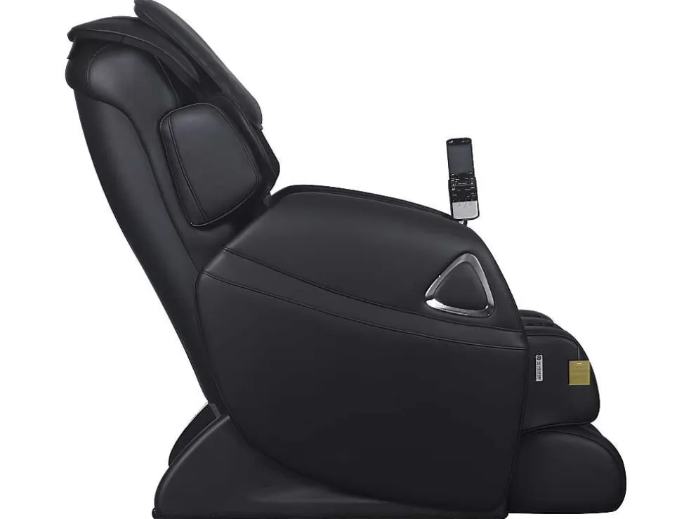 Vente-unique Cadeirão De Massagem Leto Em Pele Sintética - Sistema Gravidade Zero - Preto* Poltrona Em Pele Sintética