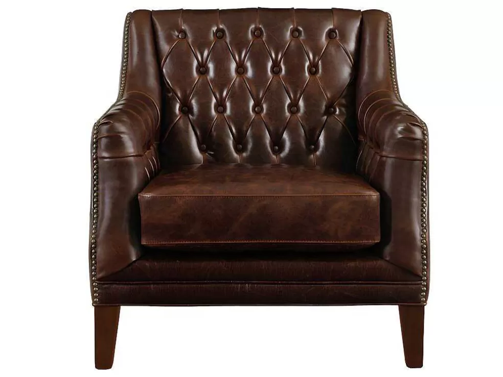 LINEA Sofá Cadeirão Em Couro Castanho Estilo Vintage - Colbert* Poltrona Em Pele