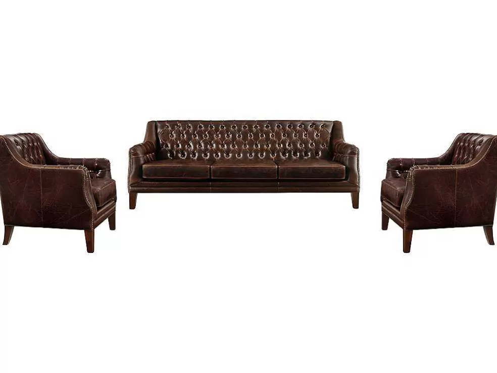 LINEA Sofá Cadeirão Em Couro Castanho Estilo Vintage - Colbert* Poltrona Em Pele