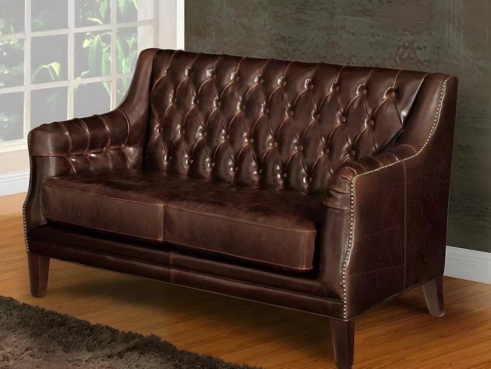 LINEA Sofá Cadeirão Em Couro Castanho Estilo Vintage - Colbert* Poltrona Em Pele