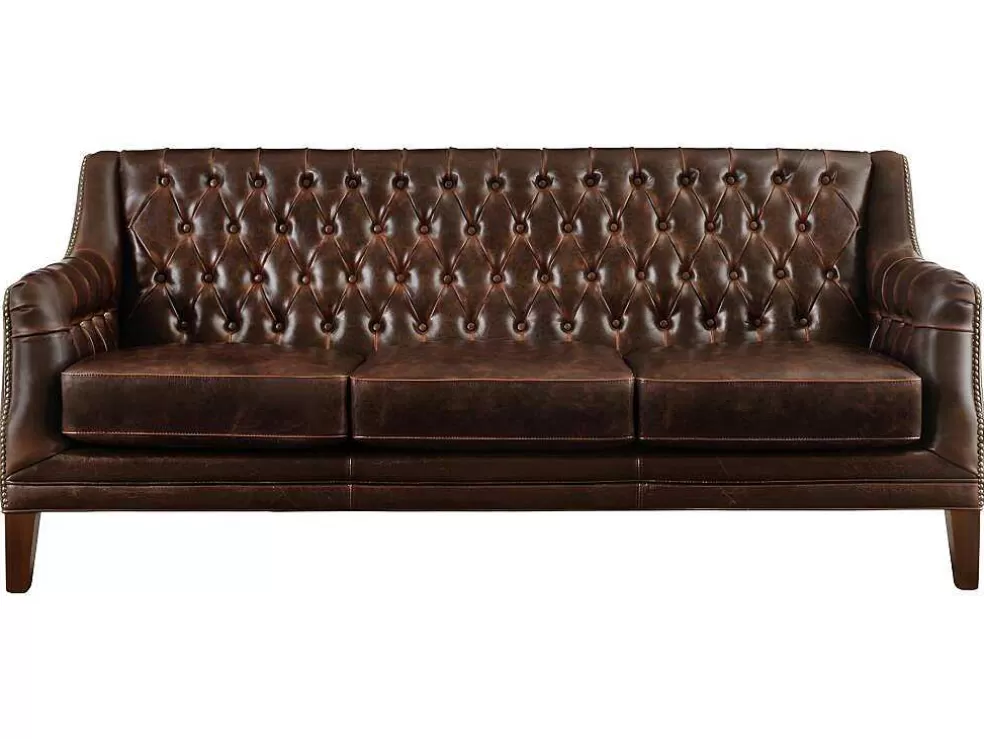 LINEA Sofá Cadeirão Em Couro Castanho Estilo Vintage - Colbert* Poltrona Em Pele
