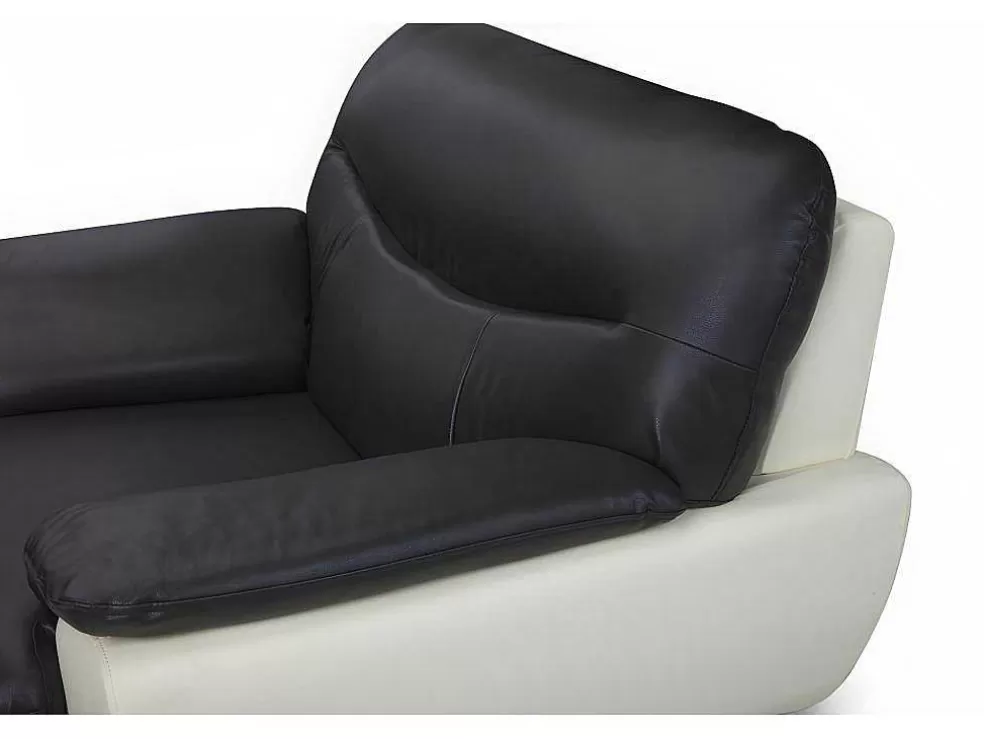 Vente-unique Cadeirão Em Pele Sintética Bicolor Preto E Branco - Indice* Poltrona Em Pele Sintética