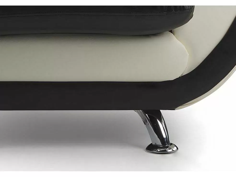 Vente-unique Cadeirão Em Pele Sintética Bicolor Preto E Branco - Indice* Poltrona Em Pele Sintética