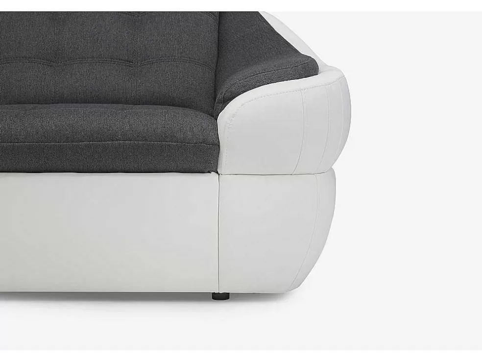 Vente-unique Cadeirão Em Tecido E Pele Sintética Bicolor Cinza E Branco - Farez* Poltrona Em Pele Sintética