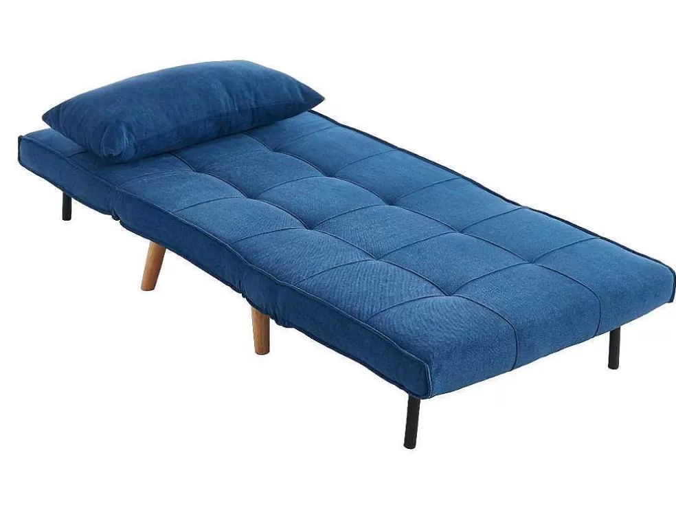 Vente-unique Cadeirão Xl Convertivel Em Tecido Azul - Chila* Poltrona Cama