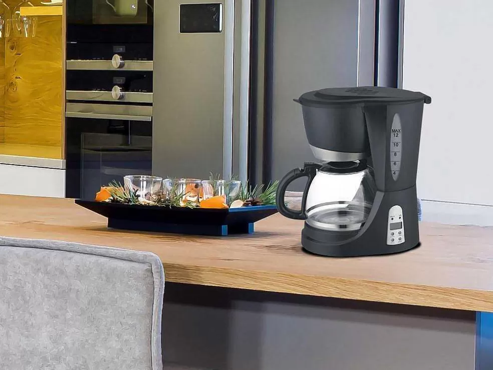 Purline Cafetiere Numerique Programmable Jusqu'A 12 Tasses 800W En Verre Noir* Pequenos Eletrodomésticos