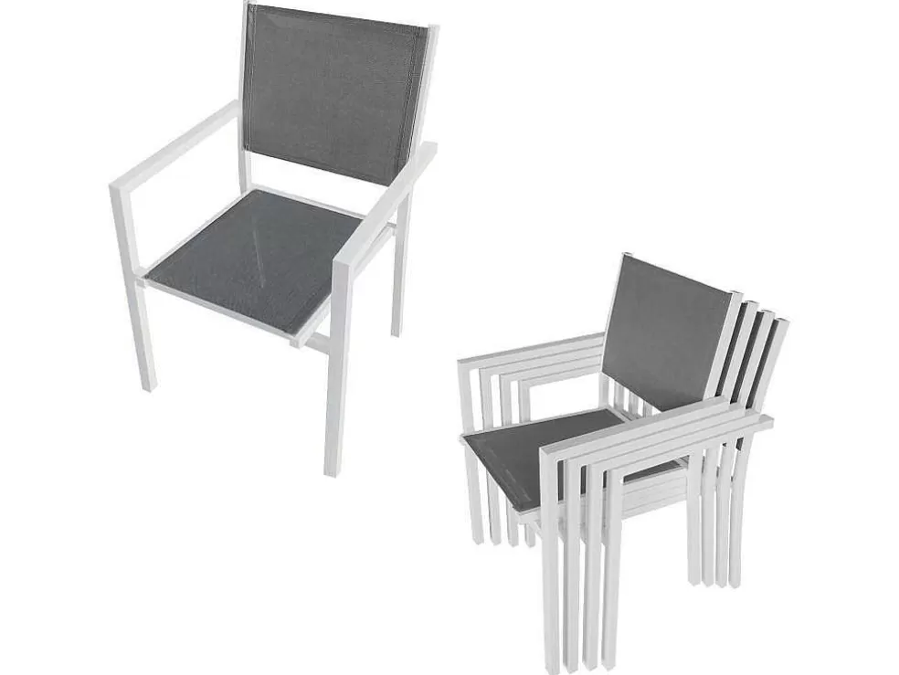Happy Garden Cagliari Conjunto De Moveis De Jardim Em Cinzento Têxtileno 8 Lugares - Aluminio Branco* Conjunto Mesa E Cadeiras De Jardim