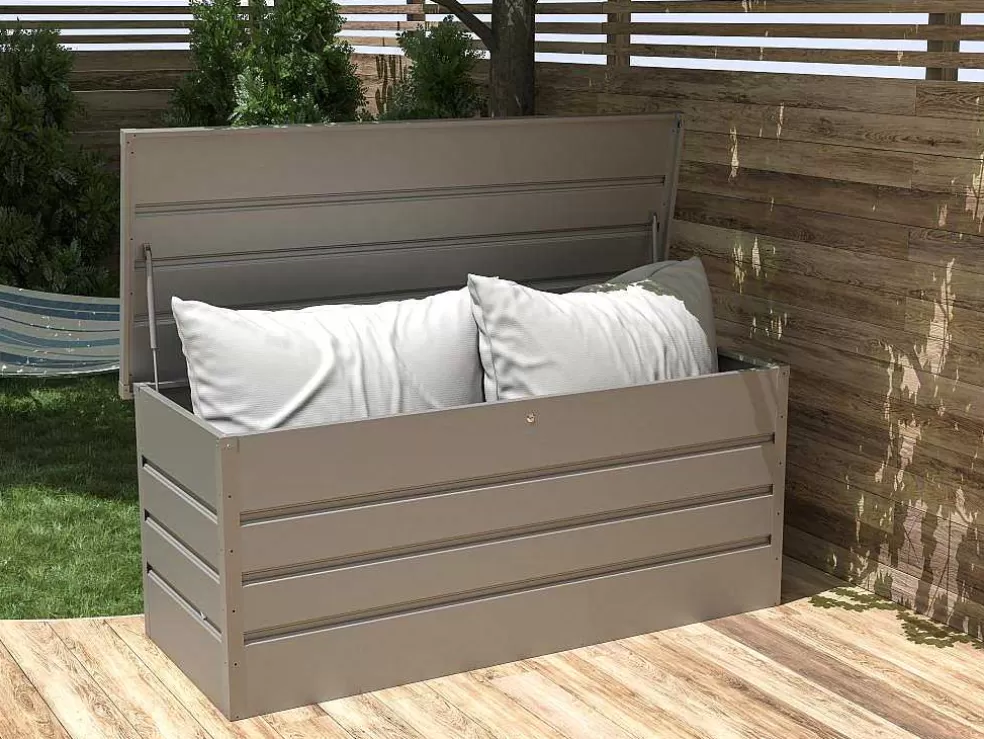 Vente-unique Caixa De Arrumação De Jardim Em Aco Galvanizado Cinzento 750 L - Tomaso* Armazenamento De Jardim