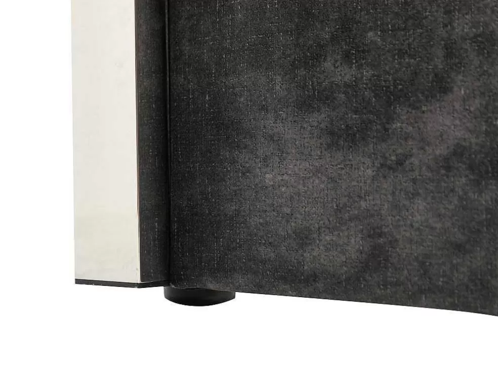 Vente-unique Cama 140 X 190 Cm Com Cabeceira De Cama Costuras Verticais Veludo Antracite + Colchão - Feroya* Cama Em Veludo